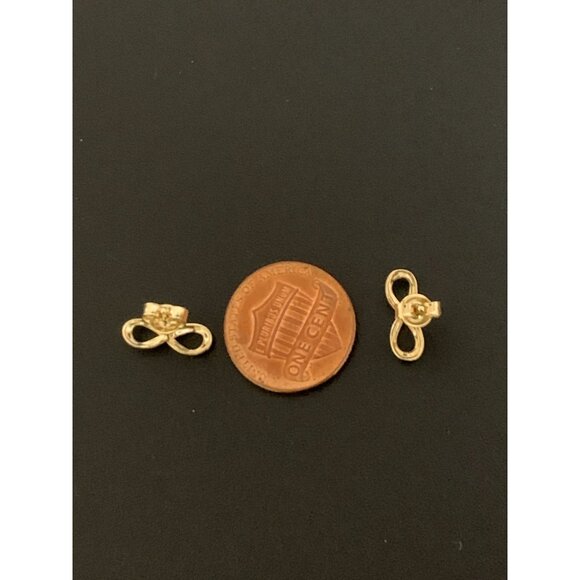 18K Gold Earrings Infinity 1.46 grams Small - Picture 9 of 13